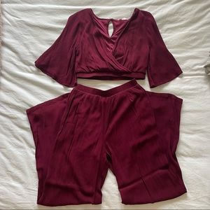 Maroon Crop Top & Pant Set